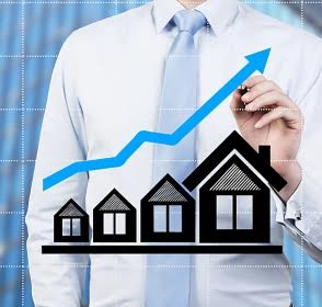 Gráficas de inversión inmobiliaria ascendiendo