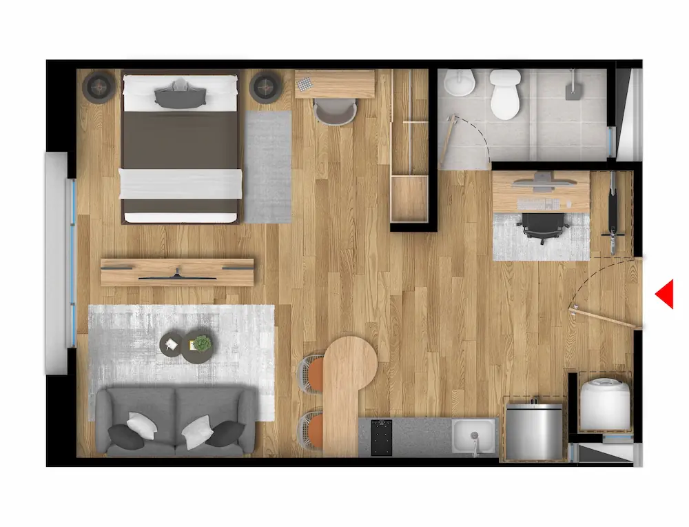Apartamento tipo A con una habitación
