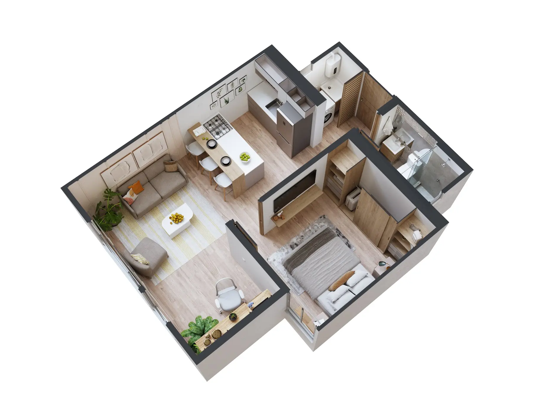 Apartamento tipo A con estudio