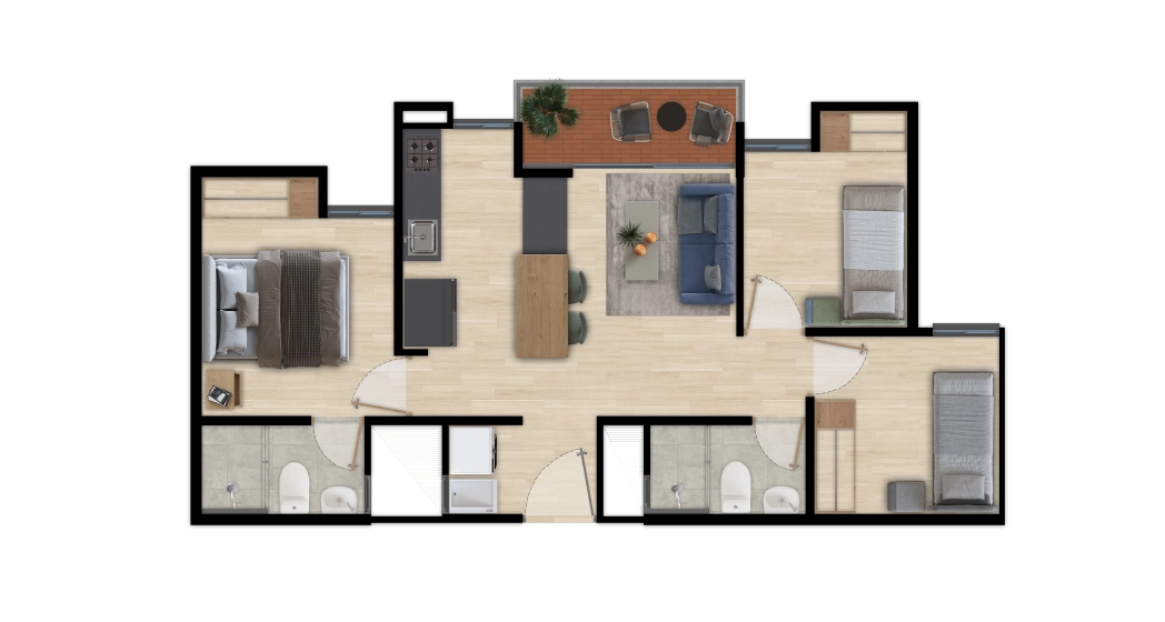 Plano de apartamentos en OIKOS Entreverde