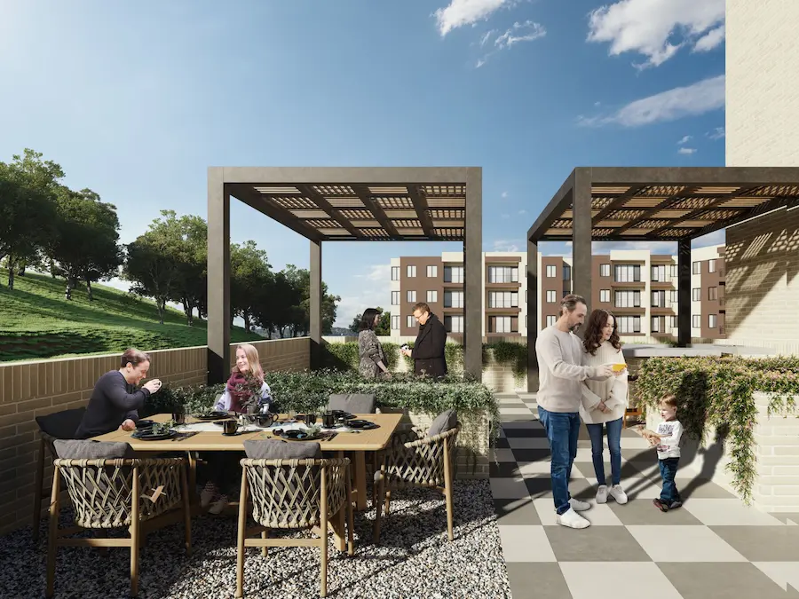 Terraza con zonas comunes y BBQ rooftop