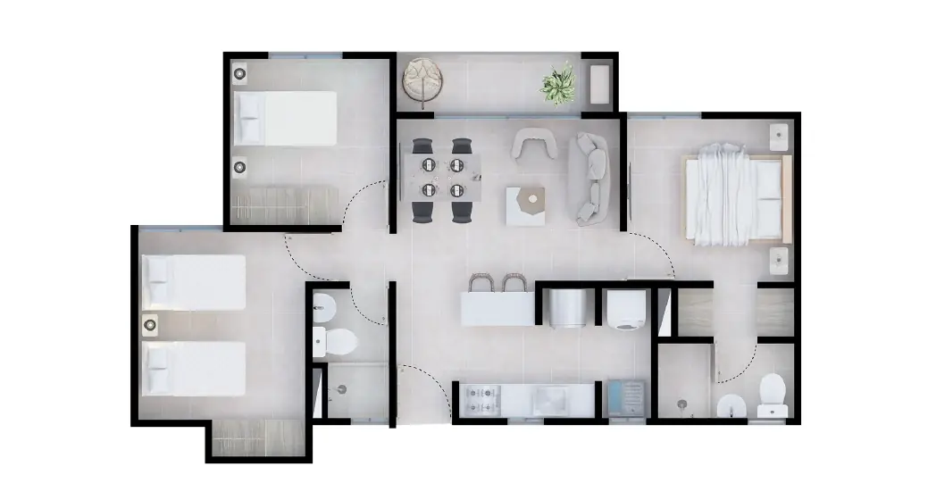 Distribución del apartamento tipo C