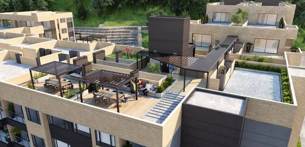 Terraza con zona BBQ del proyecto OIKOS Calera Gardens