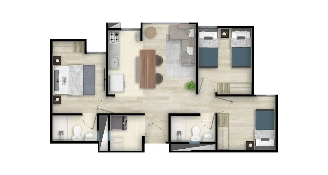 Tipo A (3 habitaciones)