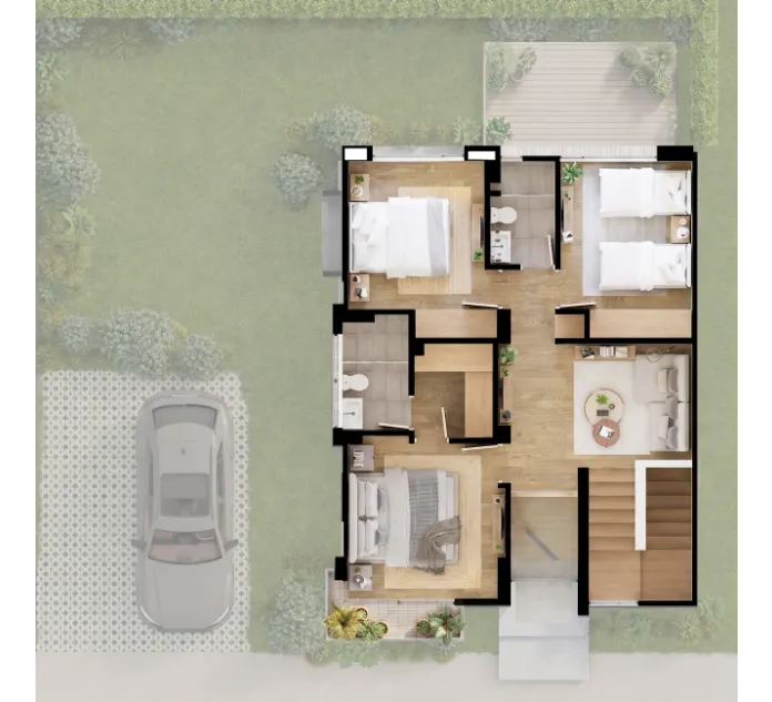 Plano del segundo piso de la Casa Caobo en OIKOS Savanna Palo Alto