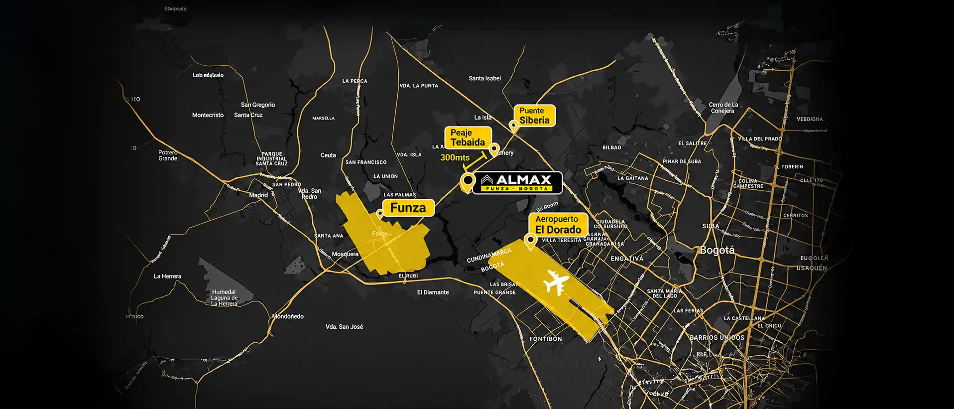 Mapa de ubicación de Almax Funza